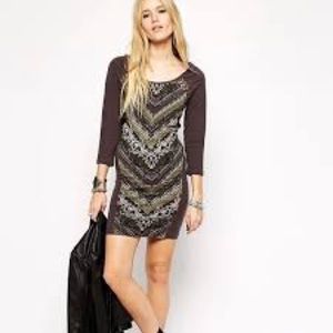 Awesome Free People stretchy knit dress w/ mesh!